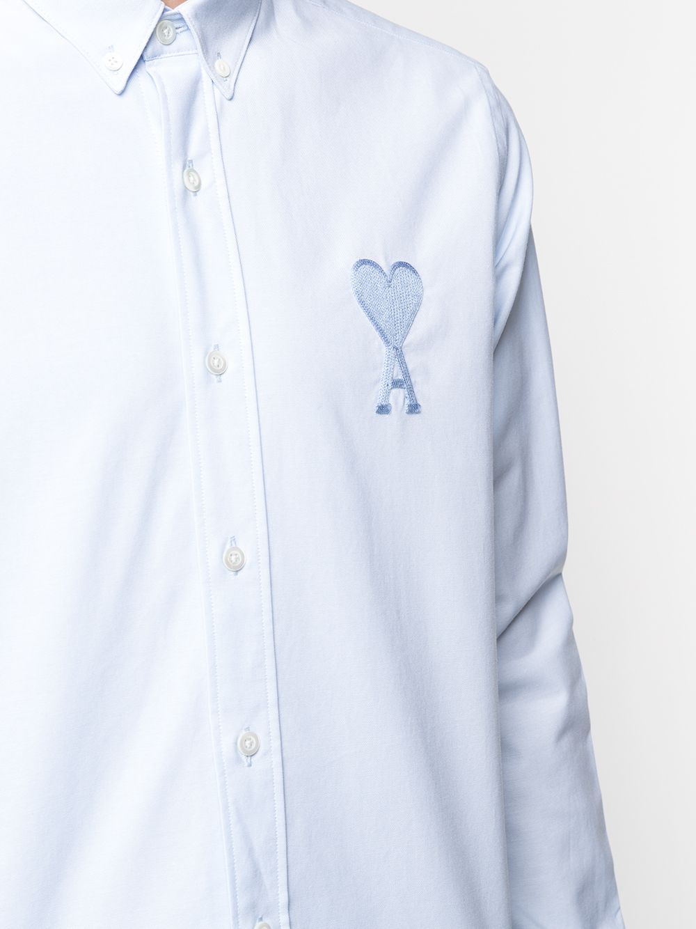AMI De Coeur Logo Shirt Blue - MAISONDEFASHION.COM