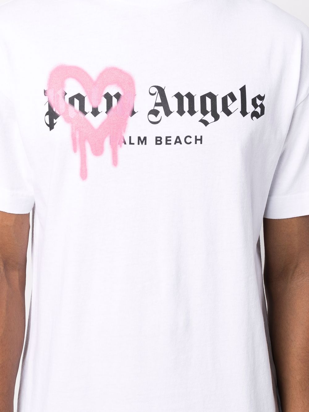 palm angels t shirt pink heart womens