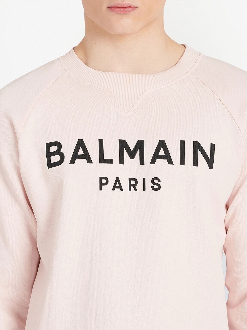 BALMAIN Logo-print cotton sweatshirt Pink - MAISONDEFASHION.COM