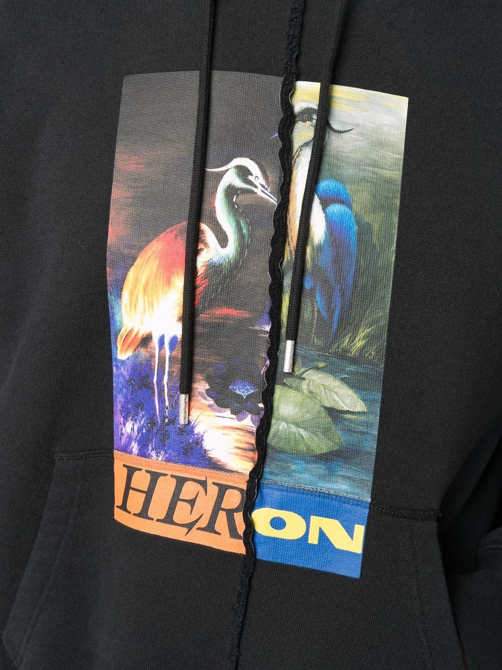 HERON PRESTON Split Graphic Hoodie Black - MAISONDEFASHION.COM