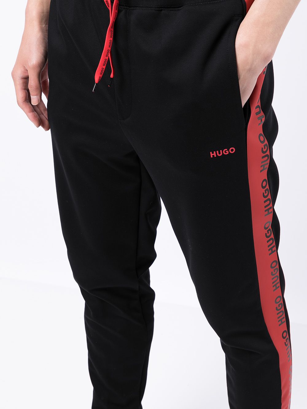 HUGO Logo Tape Sweat Pants Black - MAISONDEFASHION.COM