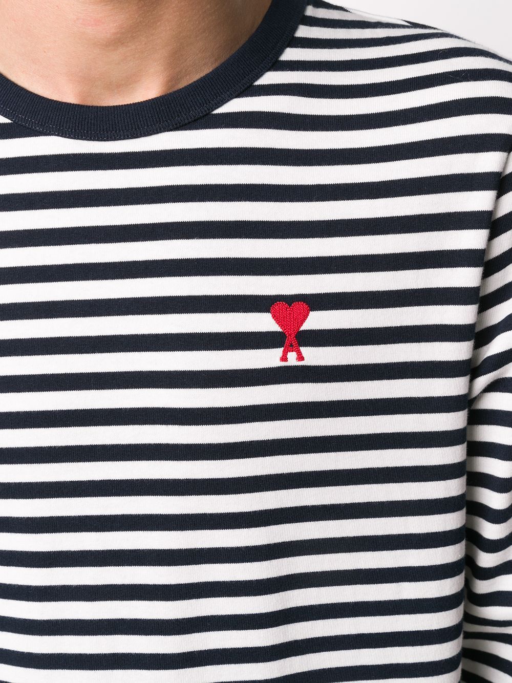 AMI De Coeur Logo Marinière T-Shirt Navy - MAISONDEFASHION.COM