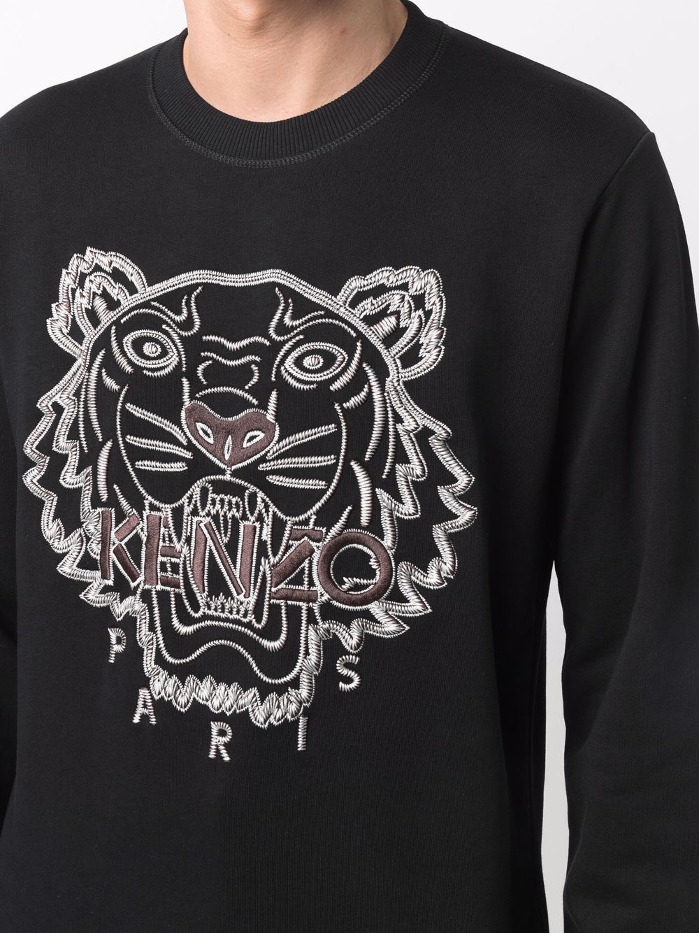 KENZO Embroidered Tiger Sweatshirt Black - MAISONDEFASHION.COM