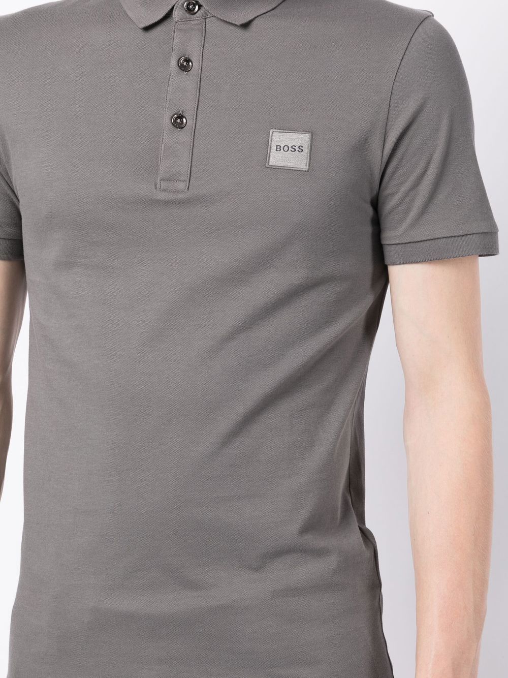 BOSS Passenger logo-patch polo shirt Grey - MAISONDEFASHION.COM