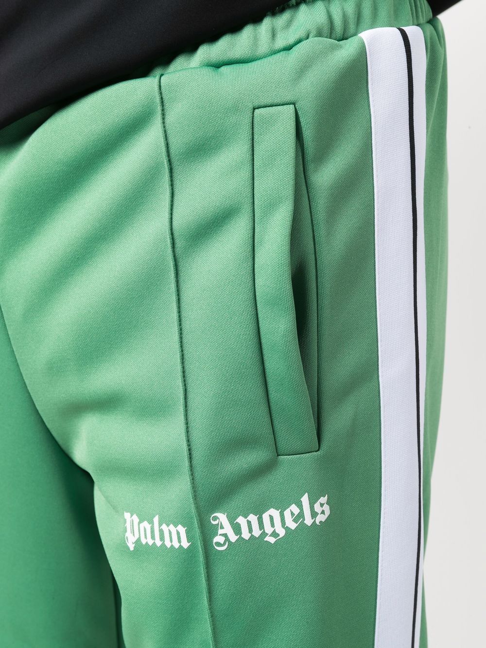 PALM ANGELS Logo Print Track Pants Green - MAISONDEFASHION.COM