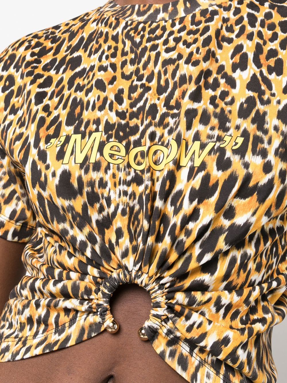 PACO RABANNE Leopard "Meooow" Print Cropped T-Shirt - MAISONDEFASHION.COM