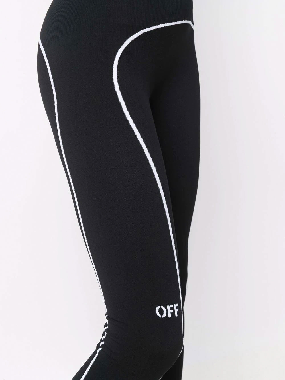 OFF-WHITE WOMEN Athl Stamp Logo Leggings Black - MAISONDEFASHION.COM