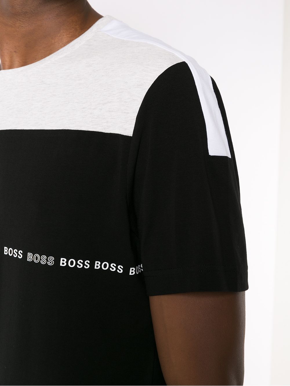 BOSS Colour-block cotton T-shirt Black - MAISONDEFASHION.COM