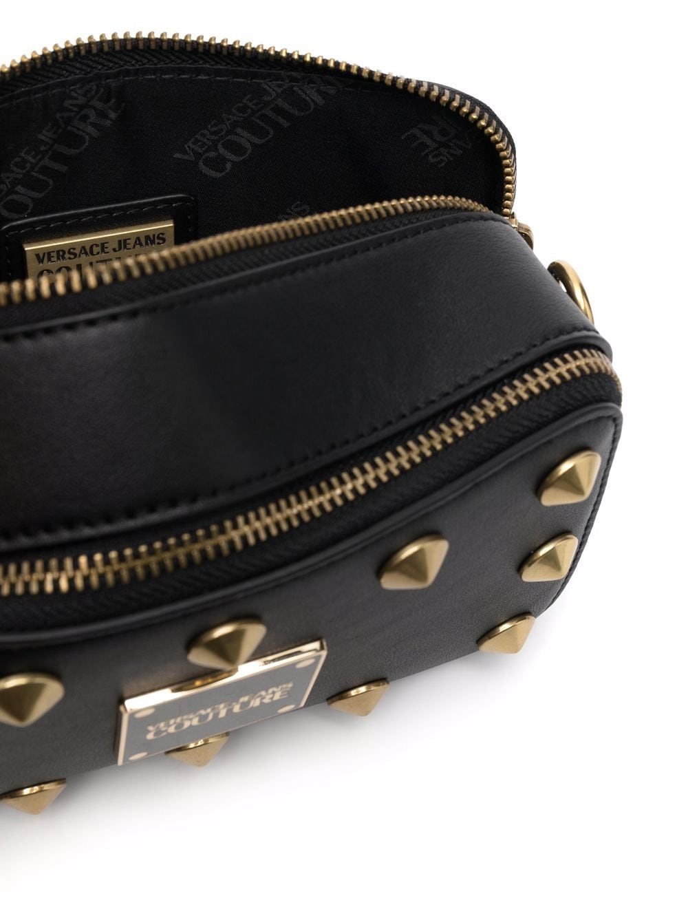 VERSACE JEANS COUTURE WOMEN Stud Embellished Bag Black MAISONDEFASHION.COM