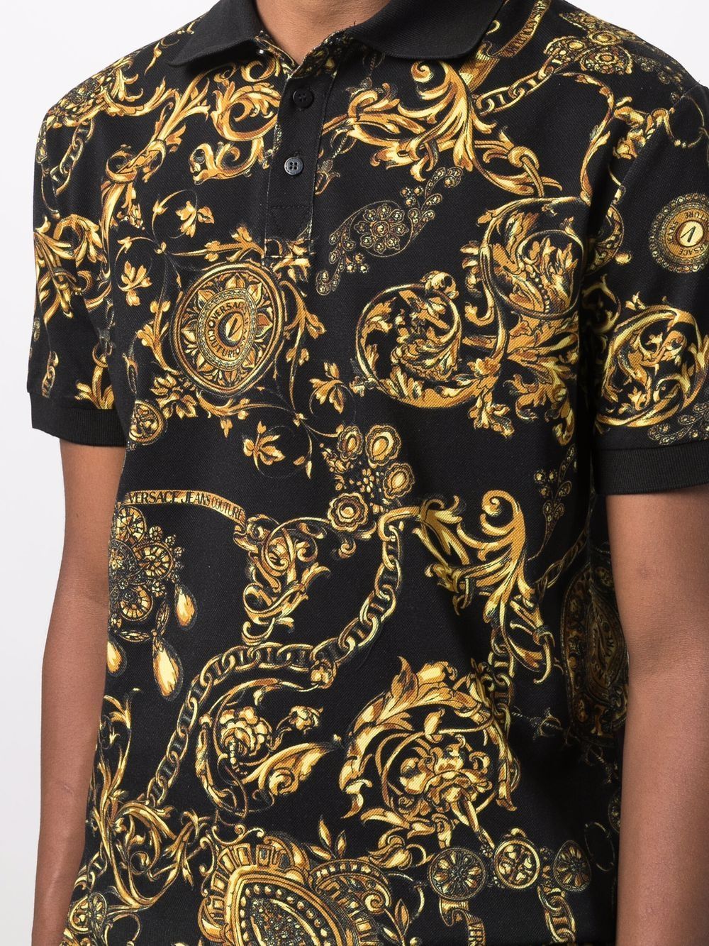 Versace Jeans Couture baroque-pattern Print Polo Shirt - Black