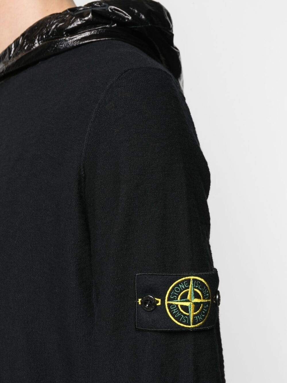 STONE ISLAND Hooded Knitted Sweatshirt Black - MAISONDEFASHION.COM