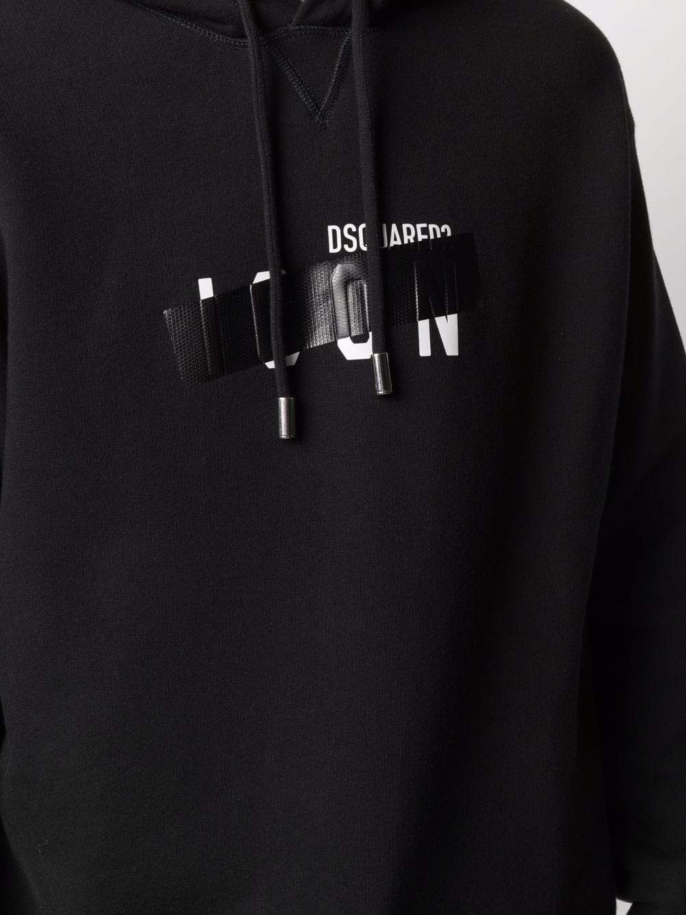 DSQUARED2 Logo-tape long-sleeved hoodie Black - MAISONDEFASHION.COM