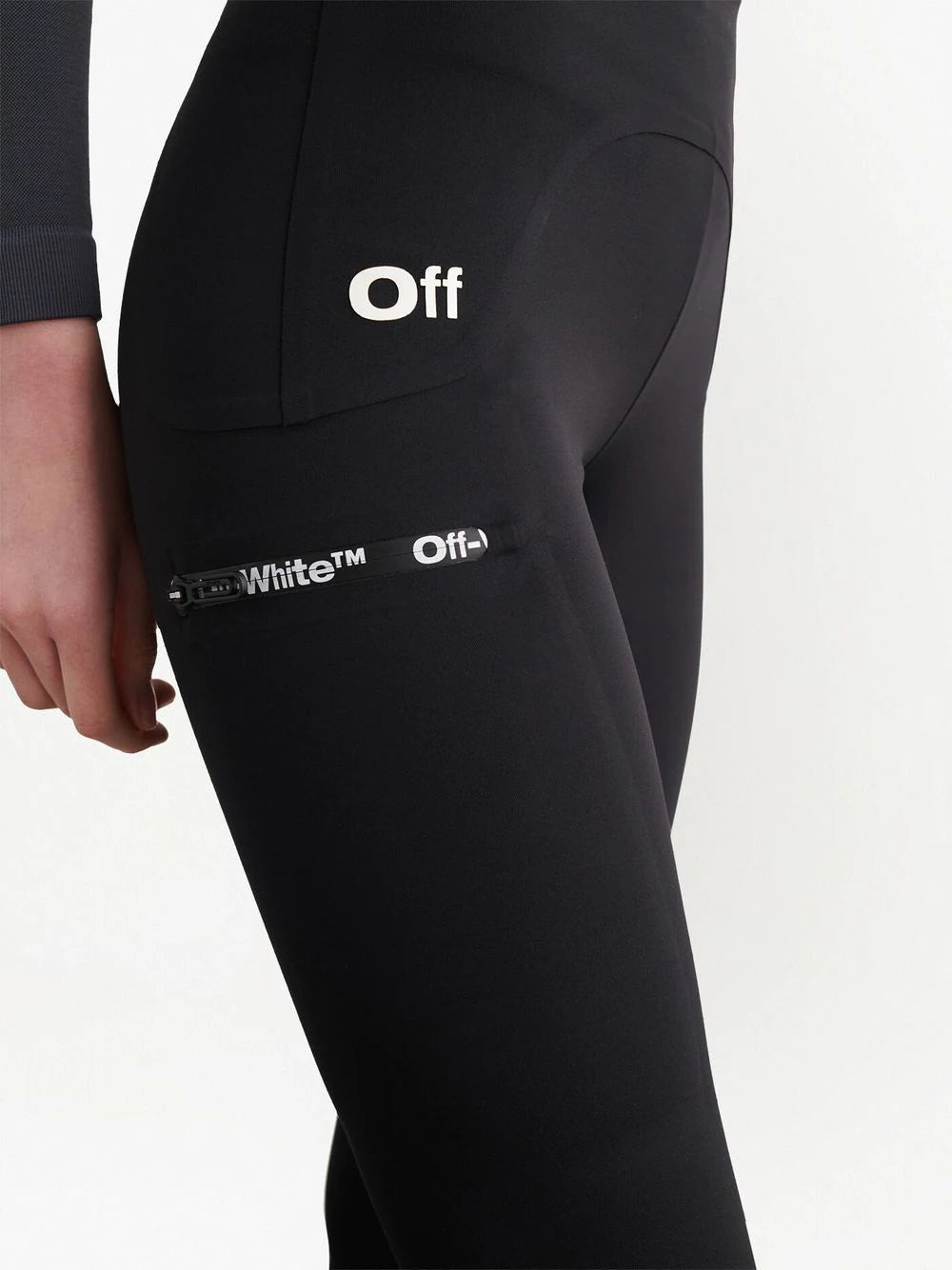 OFF-WHITE WOMEN Scuba Logo Leggings Black/White - MAISONDEFASHION.COM