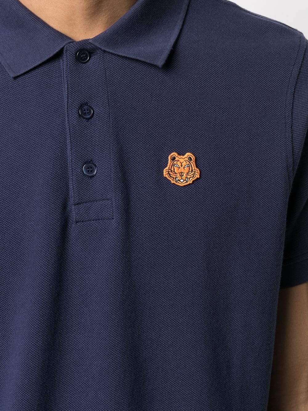 KENZO Mini Tiger Logo Polo Shirt Navy - MAISONDEFASHION.COM