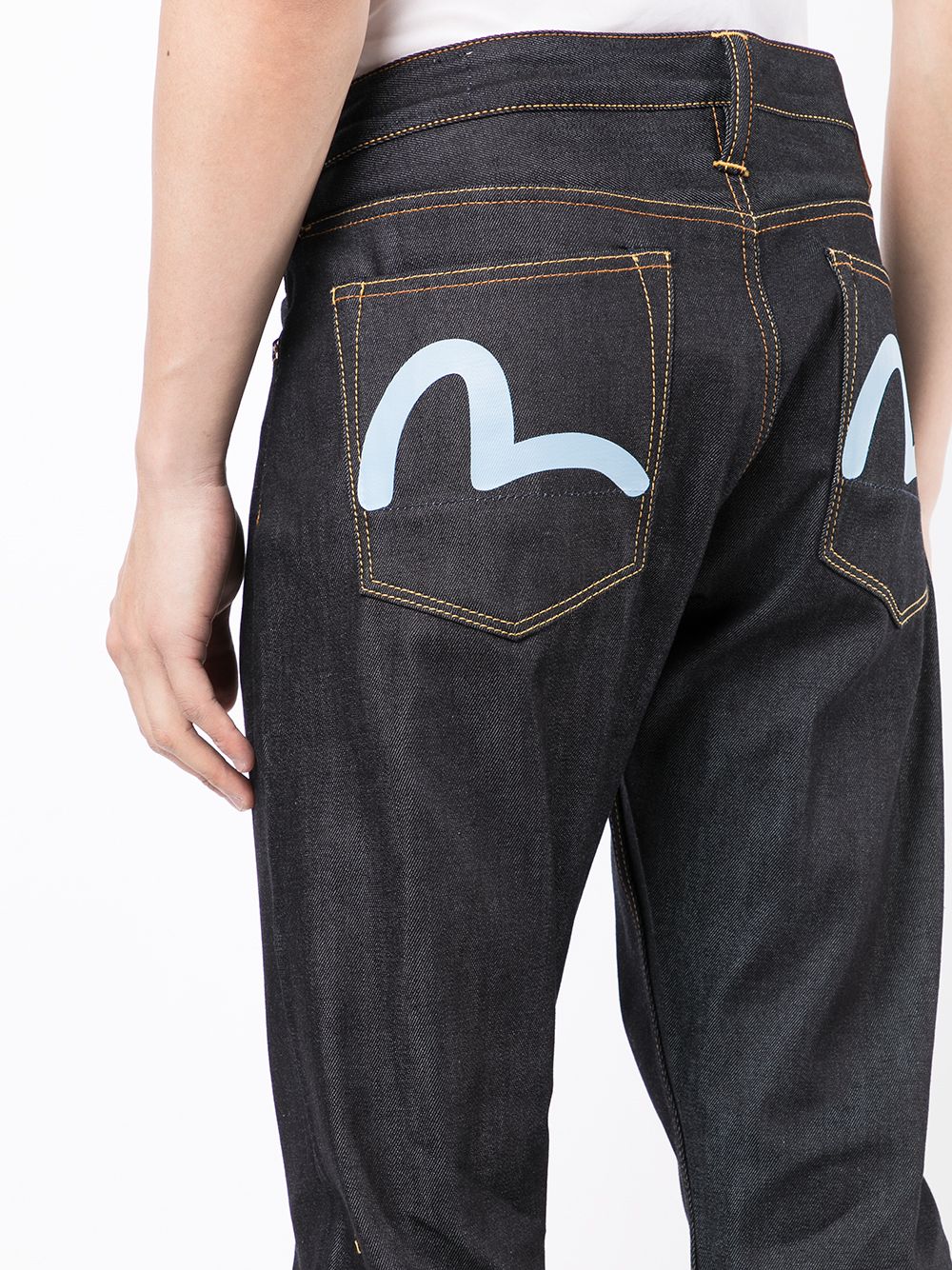 EVISU Straight leg denim jeans Blue/White - MAISONDEFASHION.COM