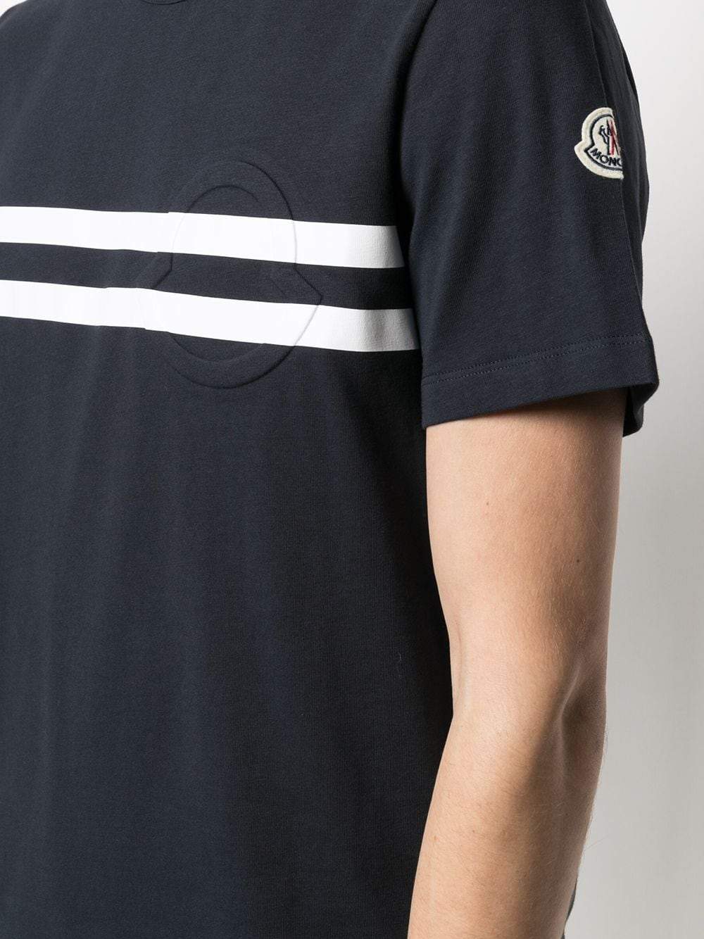 MONCLER Stripe Logo T-Shirt Navy - MAISONDEFASHION.COM