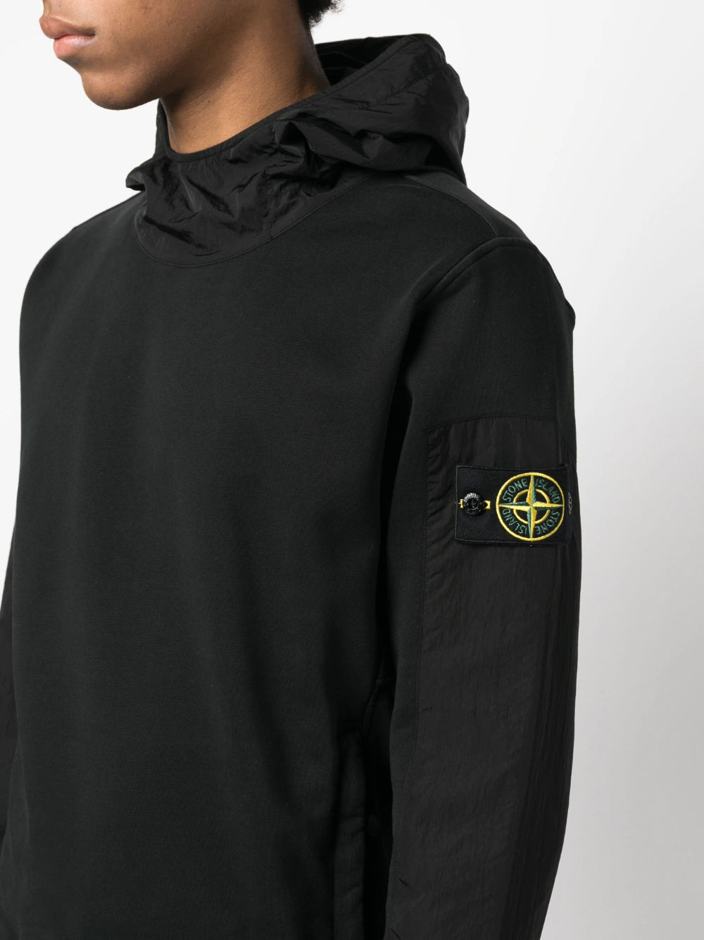 STONE ISLAND Nylon Hooded Sweatshirt Black - MAISONDEFASHION.COM