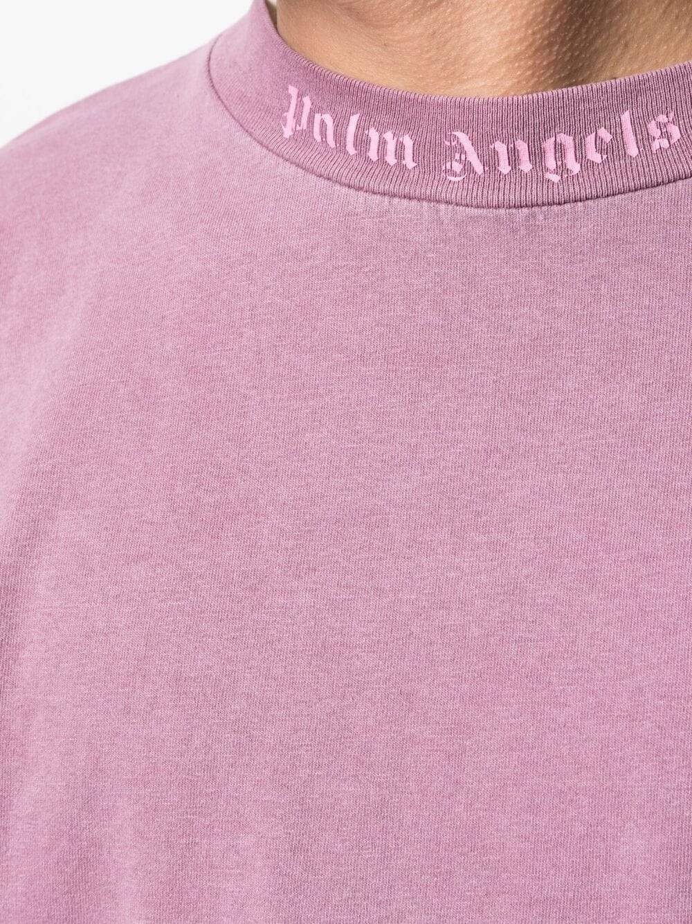 PALM ANGELS Classic Logo Over T-Shirt Purple - MAISONDEFASHION.COM