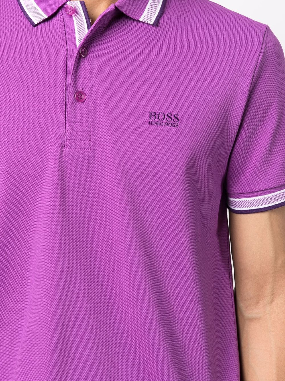 BOSS Logo Polo Shirt Purple - MAISONDEFASHION.COM