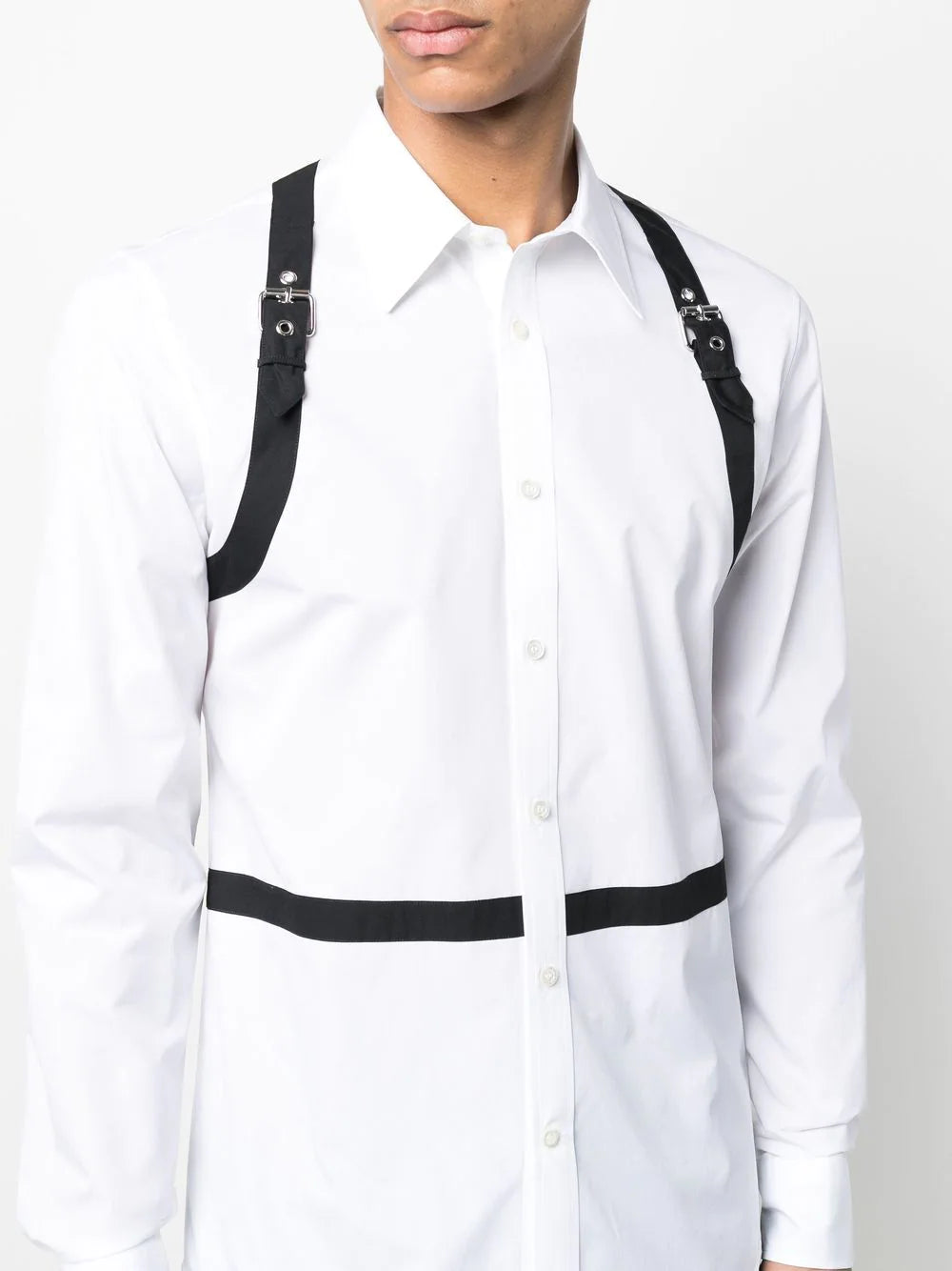 ALEXANDER MCQUEEN Full Harness Shirt White - MAISONDEFASHION.COM