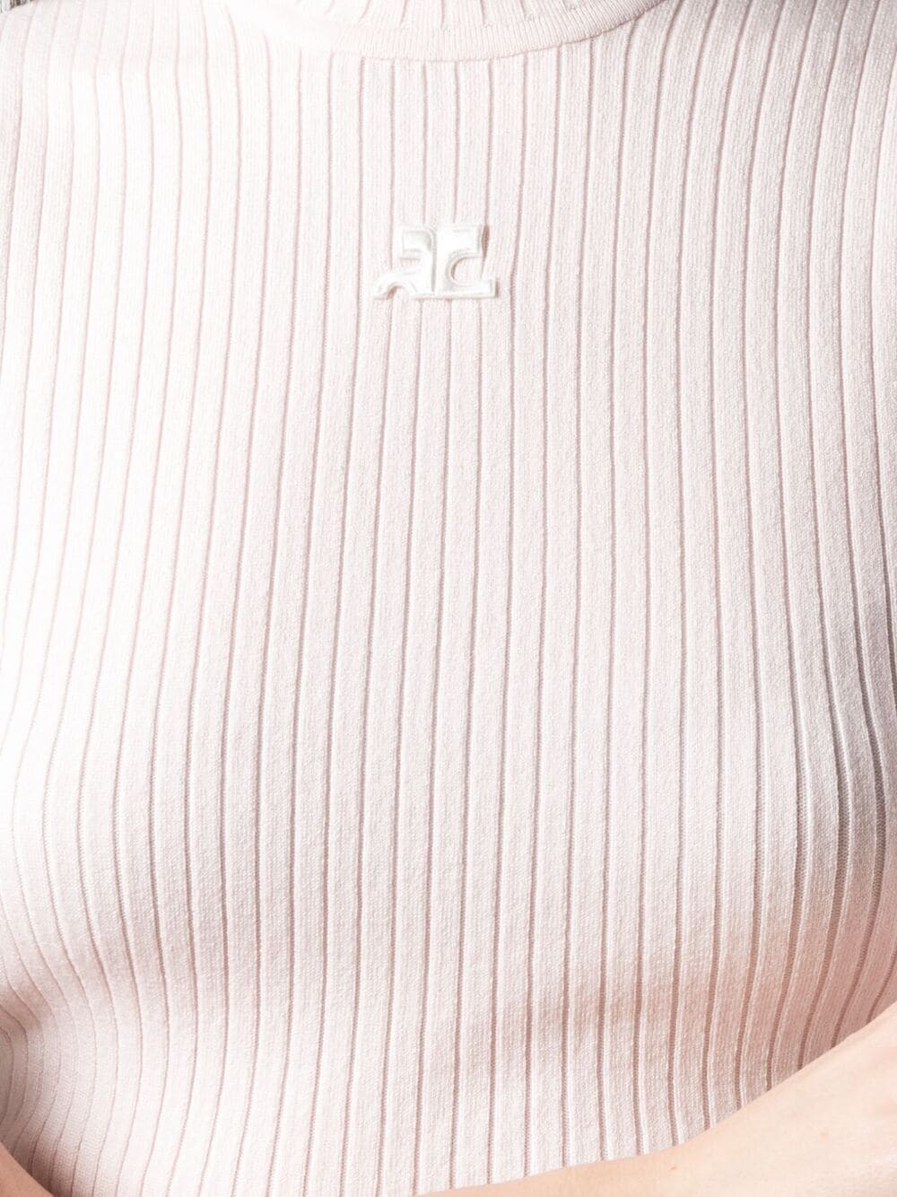 COURRÈGES WOMEN Logo print ribbed jumper Pink - MAISONDEFASHION.COM