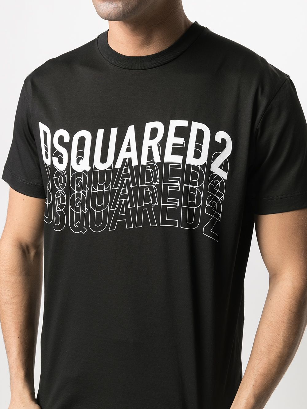 DSQUARED2 Wave Logo T-Shirt Black - MAISONDEFASHION.COM