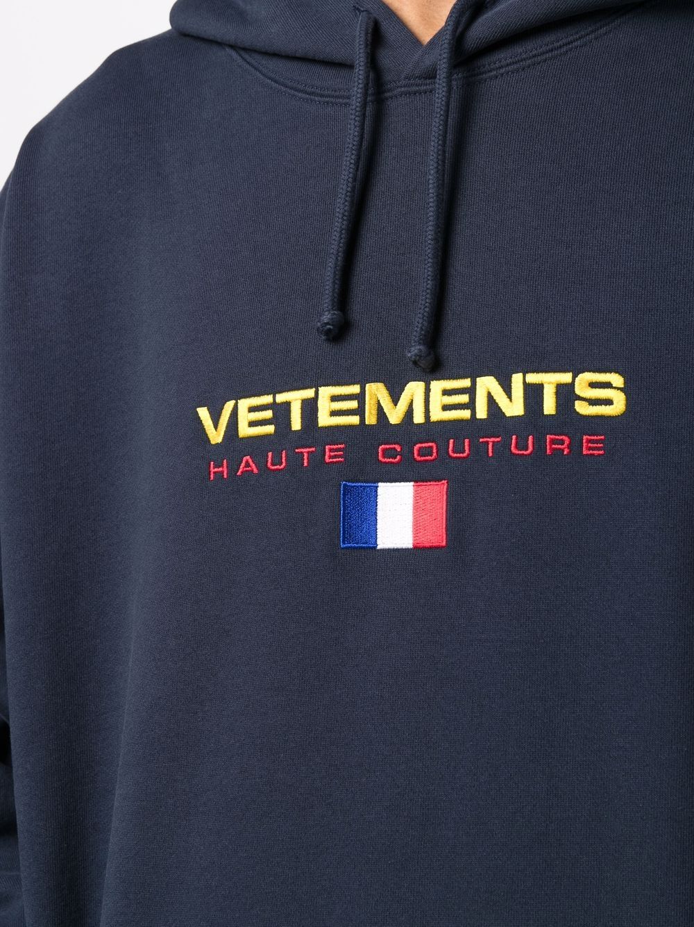 VETEMENTS Haute Couture Hoodie Navy - MAISONDEFASHION.COM