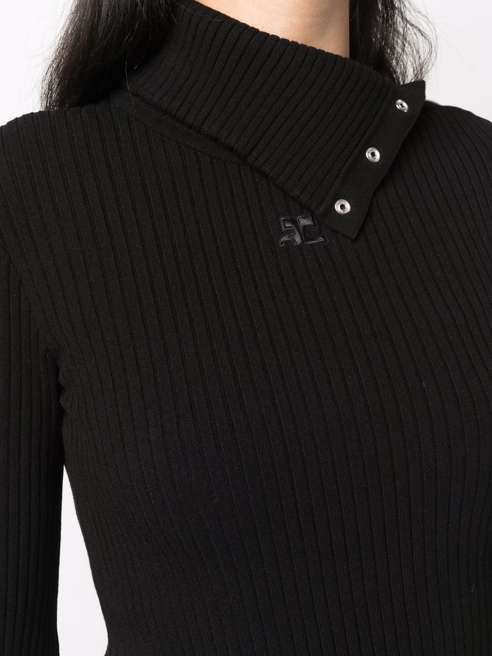 COURRÈGES WOMEN Logo Knit Sweater Black - MAISONDEFASHION.COM