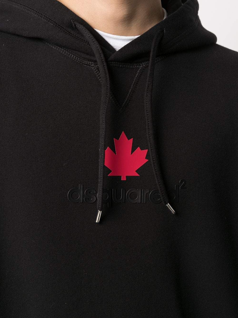 DSQUARED2 Maple leaf-print hoodie Black - MAISONDEFASHION.COM