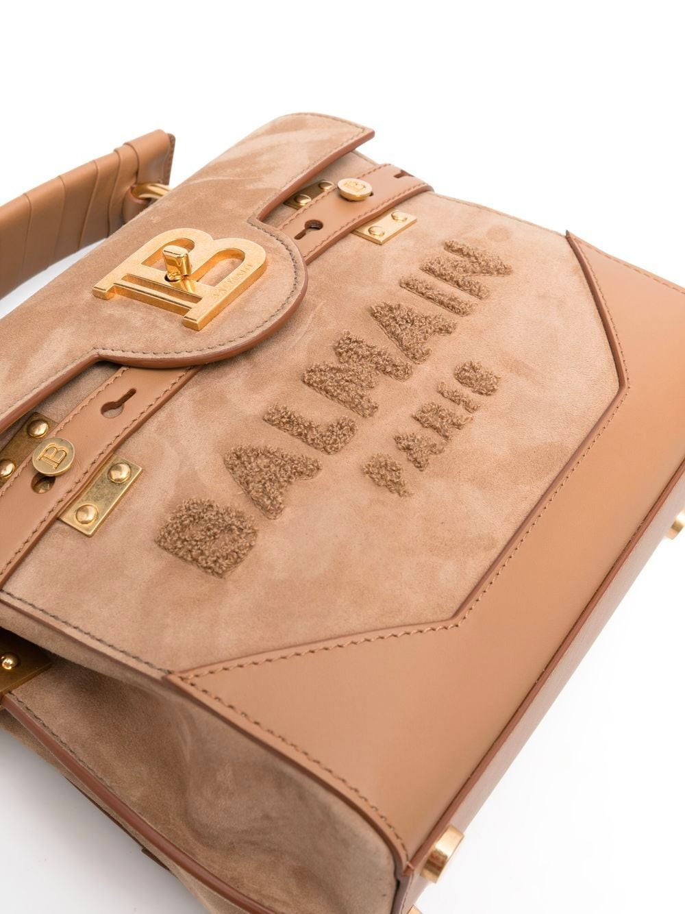 BALMAIN WOMEN B-Buzz 23 Suede Logo Bag - MAISONDEFASHION.COM