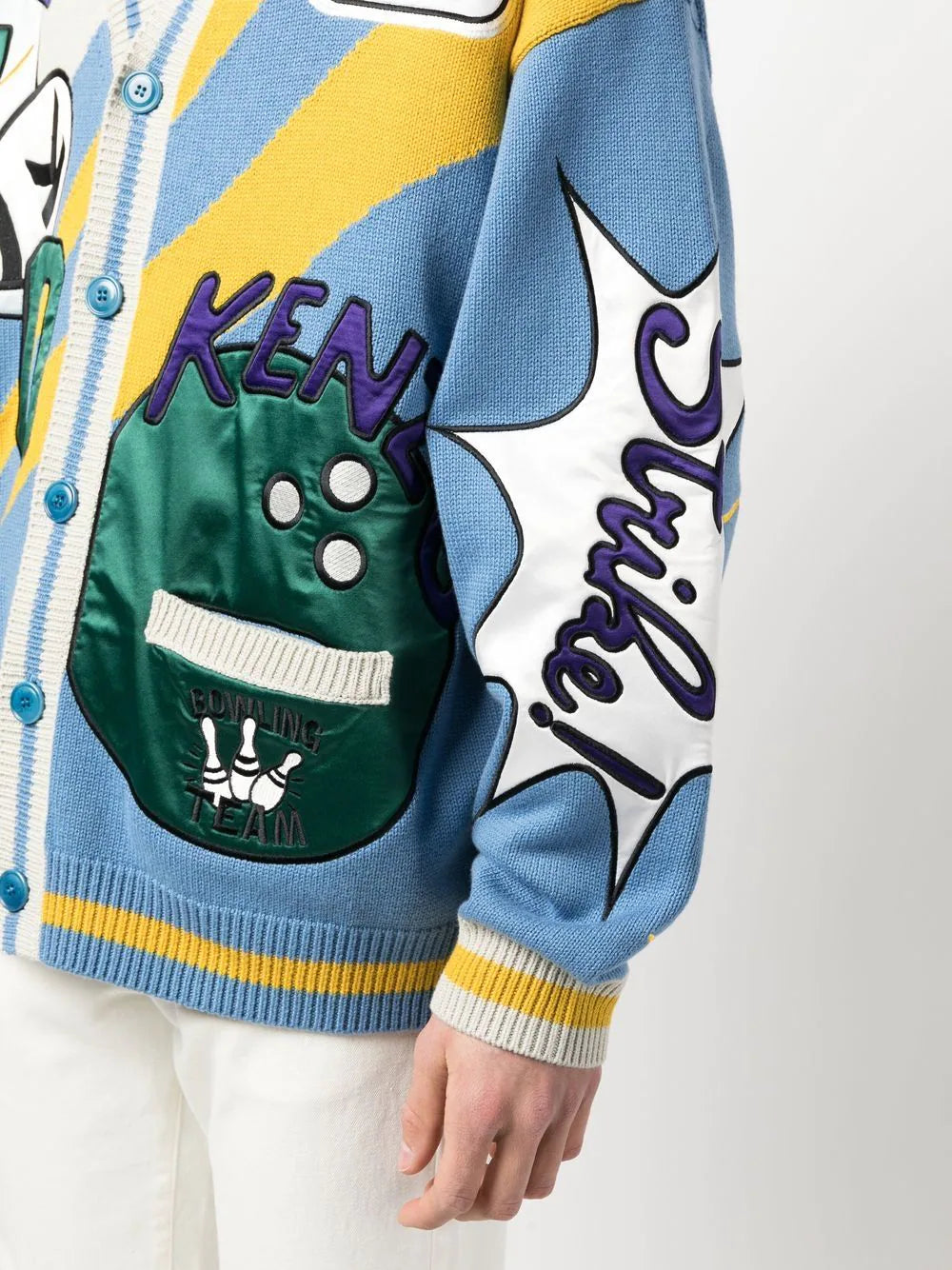 KENZO Bowling Elephant Cardigan Cyan - MAISONDEFASHION.COM