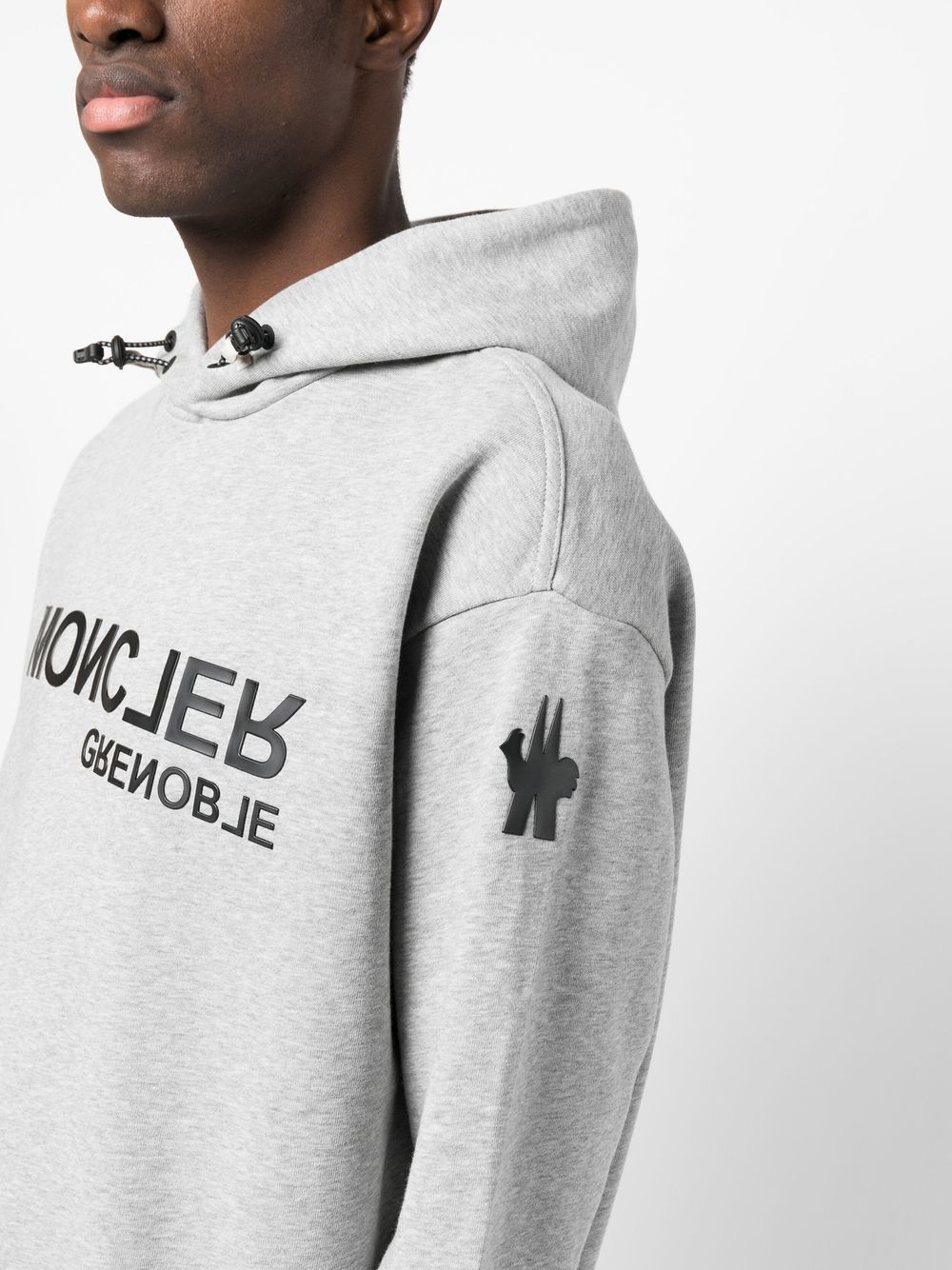 MONCLER GRENOBLE Logo Print Hoodie Grey –