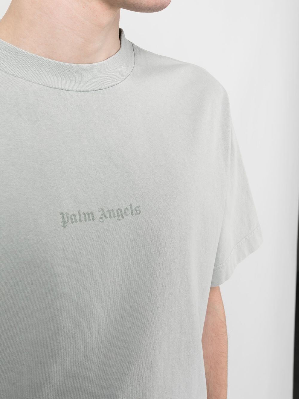 PALM ANGELS GD Reverse Logo Tee Light Grey - MAISONDEFASHION.COM