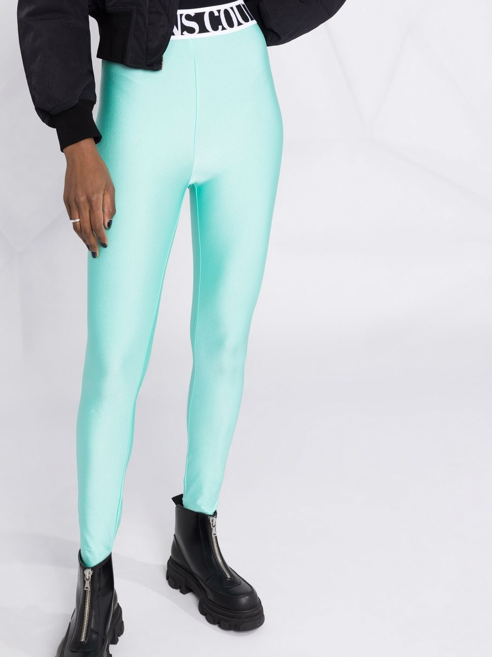 VERSACE WOMEN Logo Waistband Leggings - MAISONDEFASHION.COM