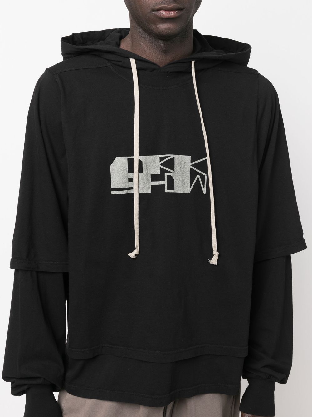 RICK OWENS DRKSHDW Logo Print Hustler Hoodie Black