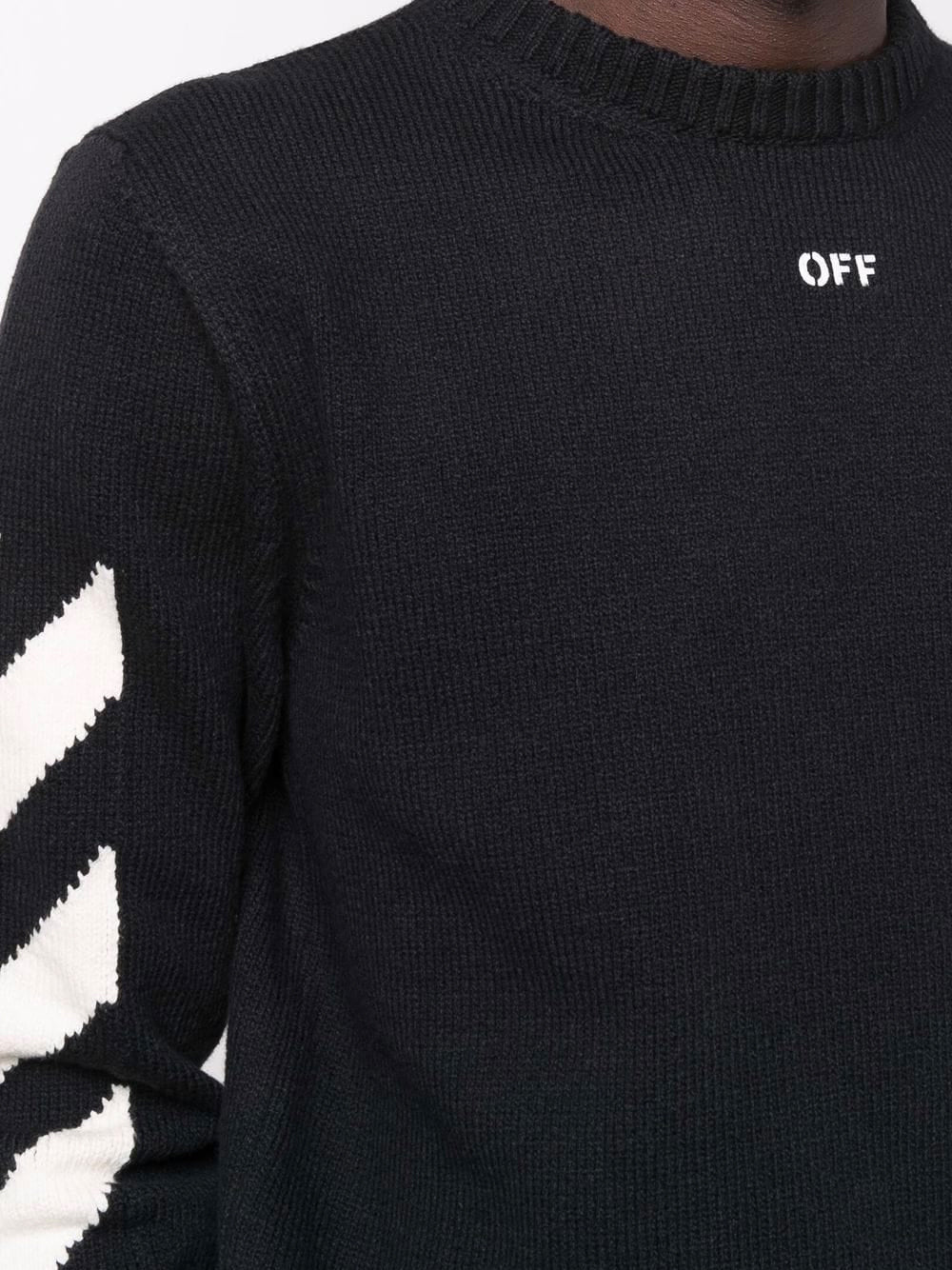 OFF-WHITE Diag Arrow Knitted Sweatshirt Black - MAISONDEFASHION.COM