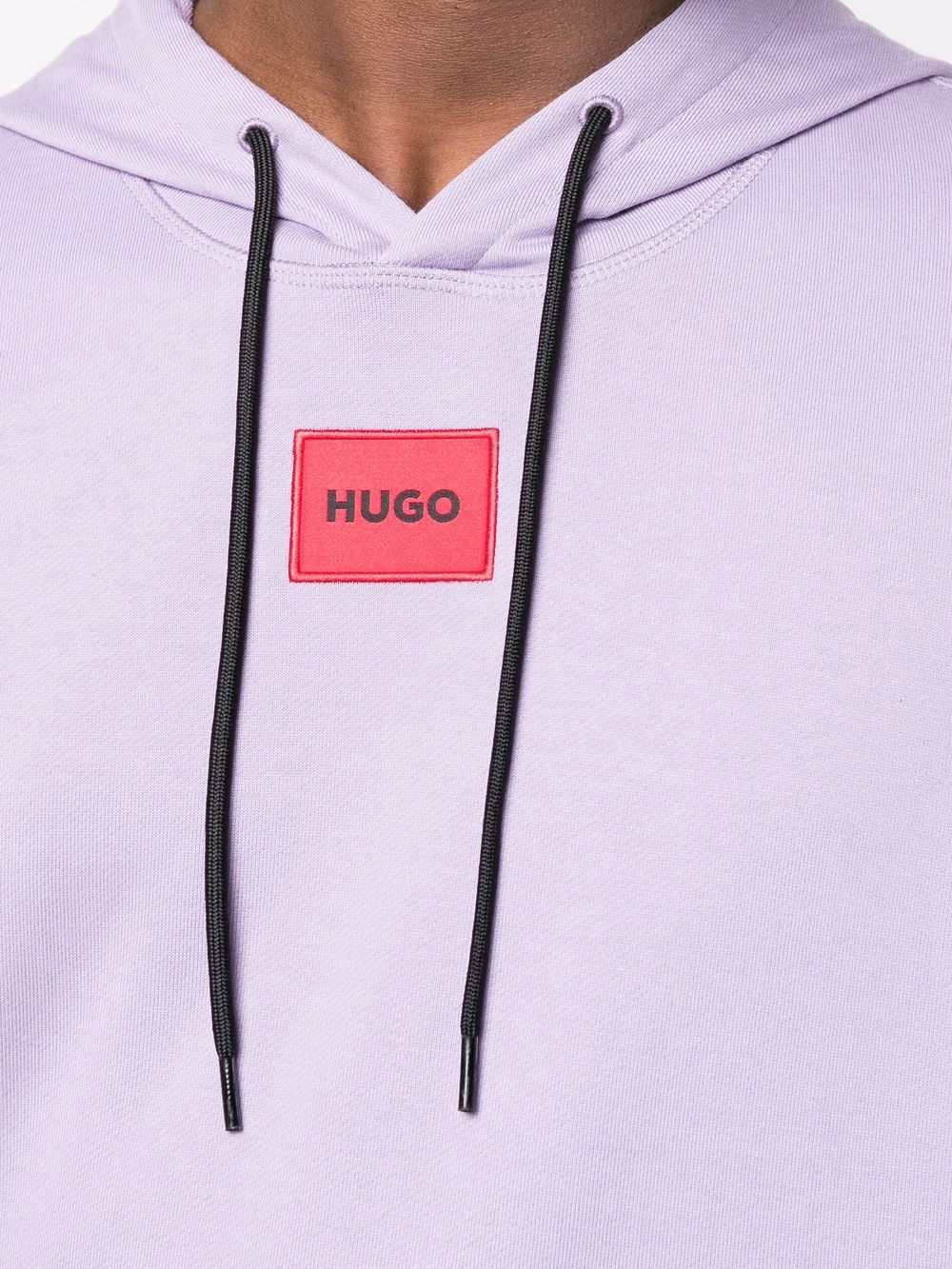 HUGO Logo Patch Hoodie Purple - MAISONDEFASHION.COM