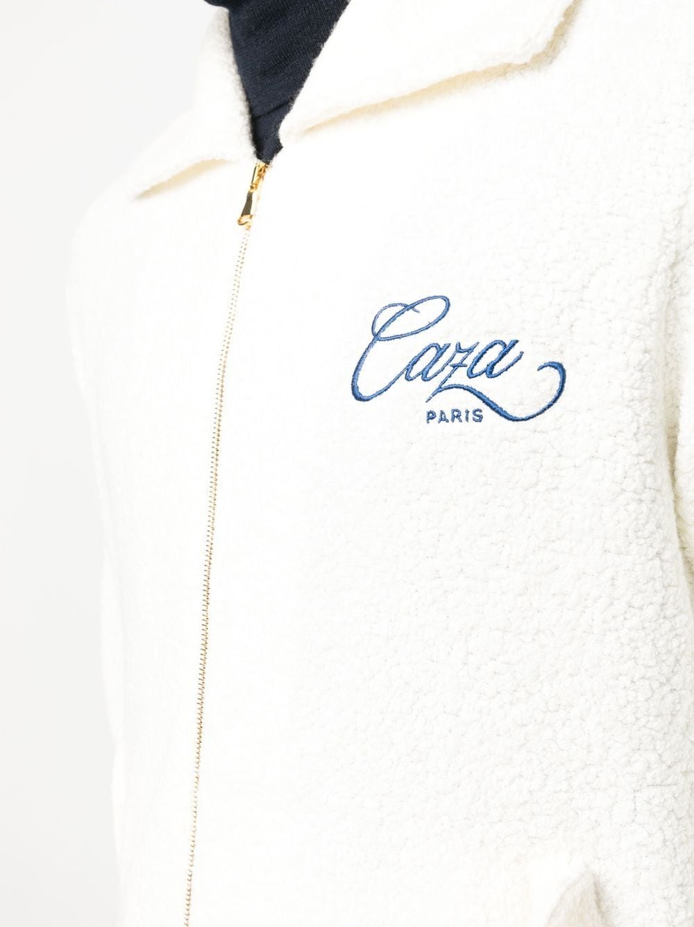 CASABLANCA Logo-embroidered zip-front jacket Off-White - MAISONDEFASHION.COM