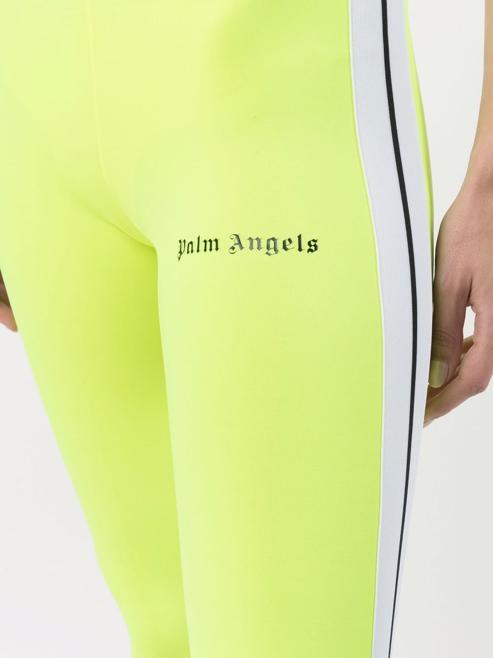 PALM ANGELS WOMEN Side Stripe Logo Leggings Fluo Yellow - MAISONDEFASHION.COM