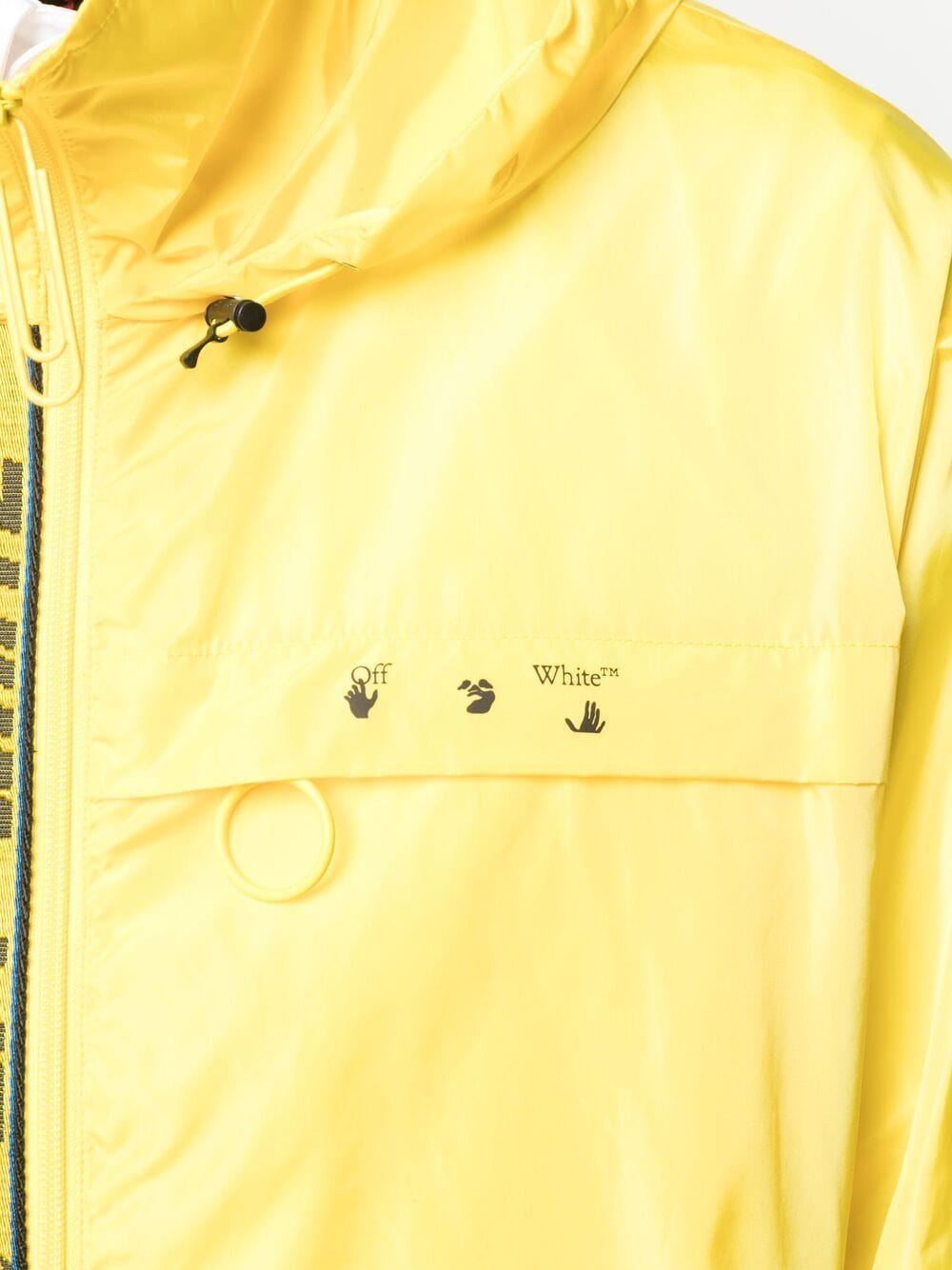 OFF-WHITE Logo Print Zip Up Windbreaker Yellow - MAISONDEFASHION.COM