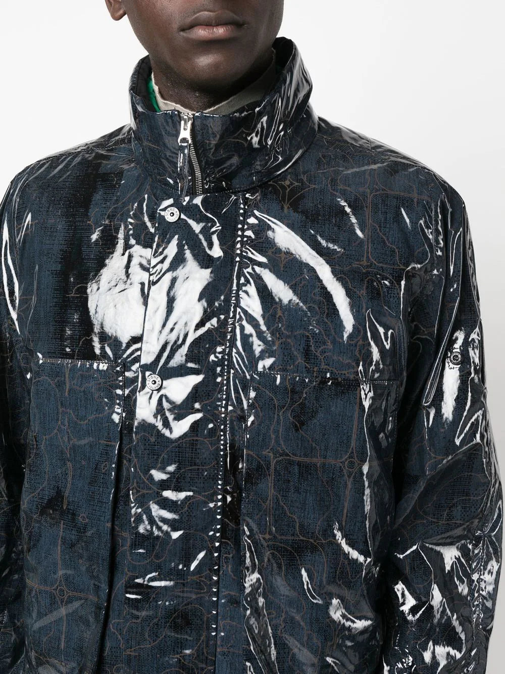 STONE ISLAND SHADOW PROJECT  Graphic-print layered padded jacket midnight blue - MAISONDEFASHION.COM