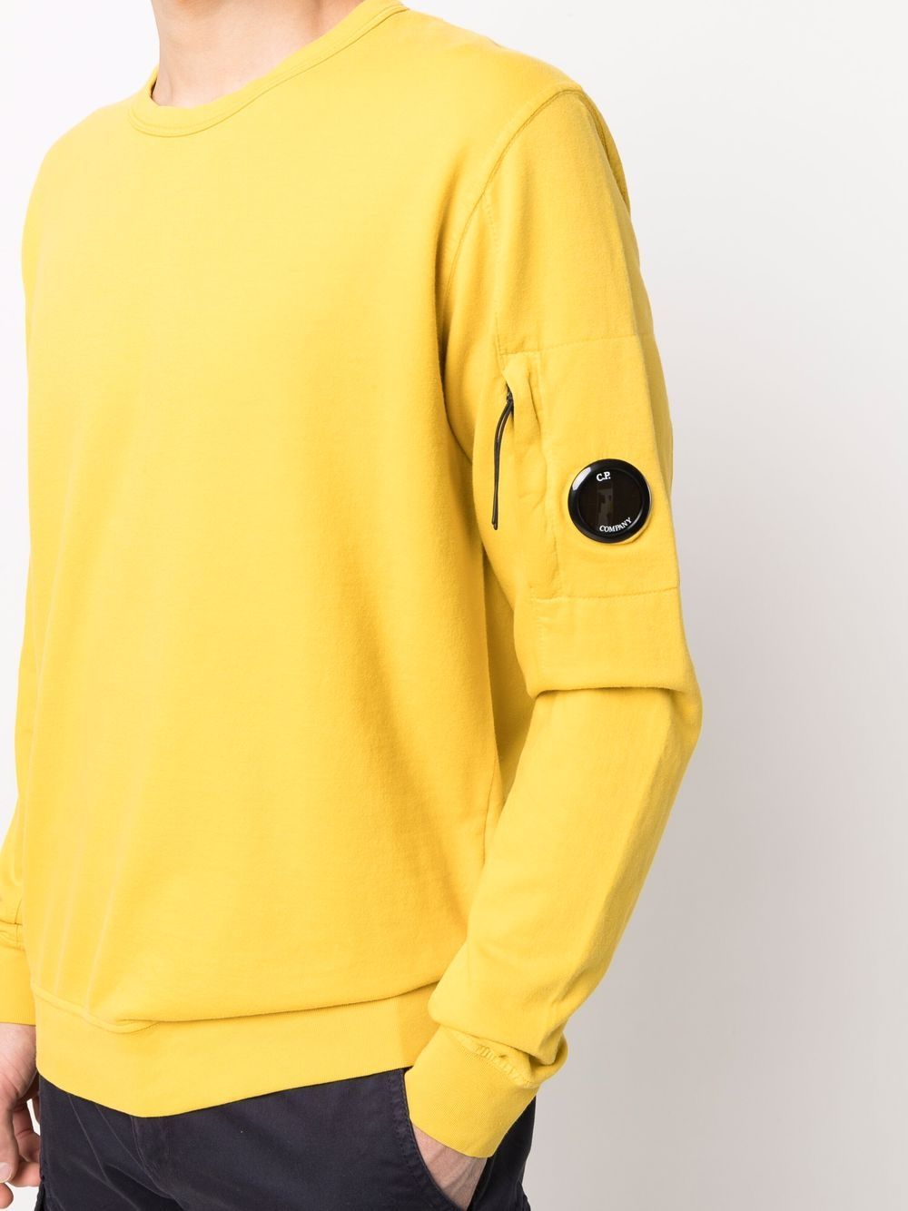 C.P. COMPANY Light Fleece Crew Neck Sweatshirt Yellow - MAISONDEFASHION.COM