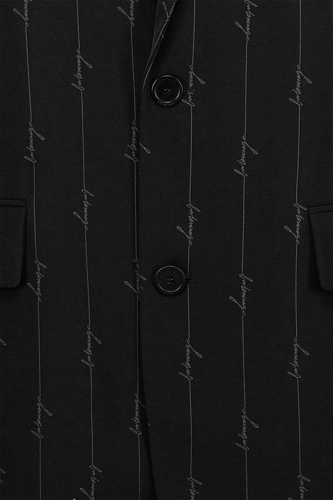 BALENCIAGA Logo Stripe Blazer Black - Maison De Fashion 