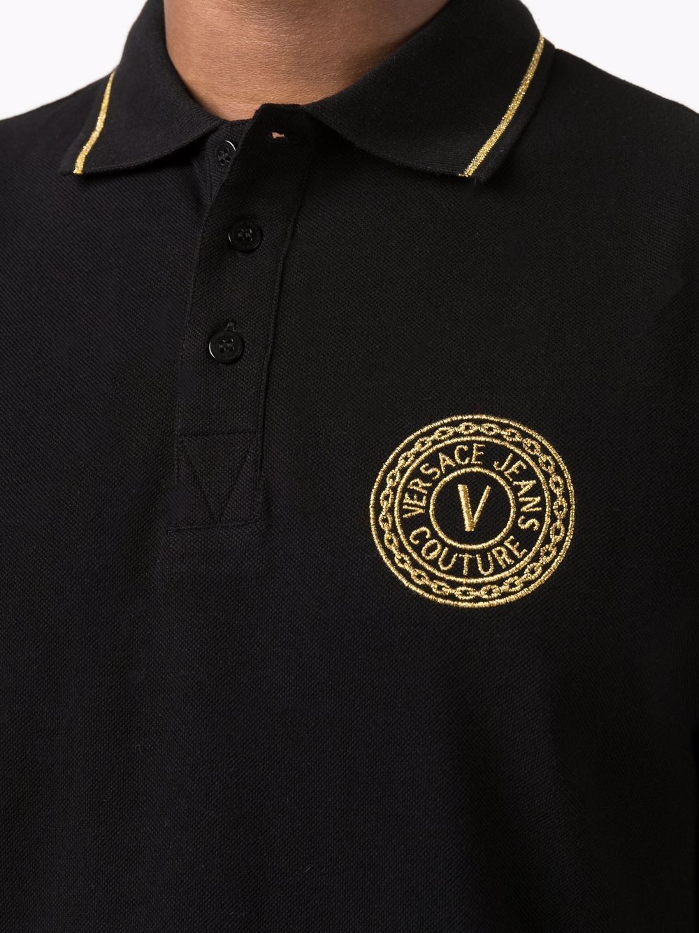 VERSACE Logo print polo shirt Black - MAISONDEFASHION.COM