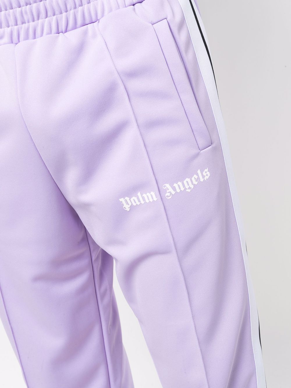PALM ANGELS Logo Print Track Pants Purple - MAISONDEFASHION.COM