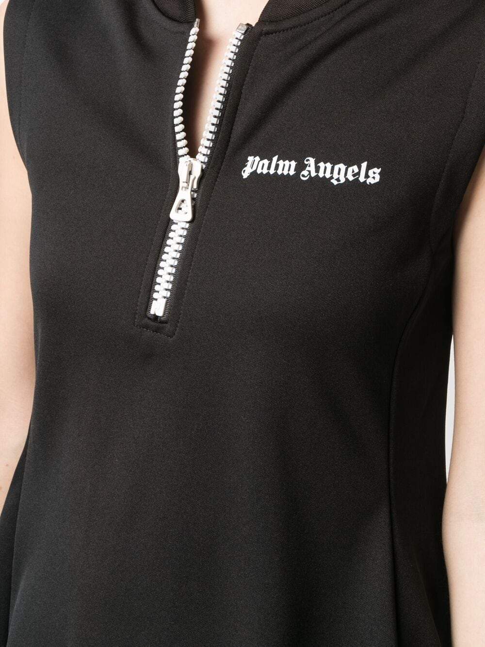 PALM ANGELS WOMEN Logo print flared mini dress Black - MAISONDEFASHION.COM