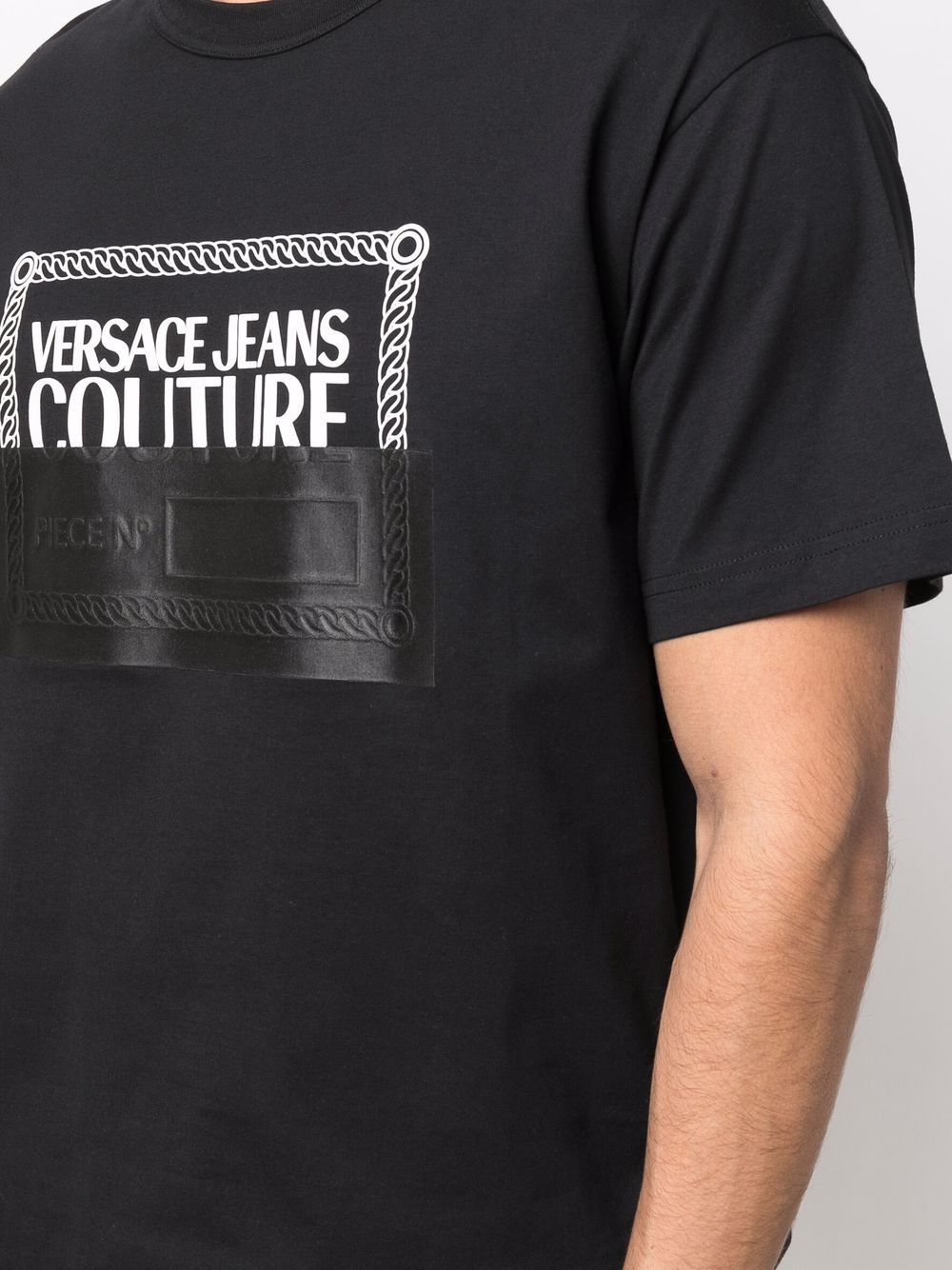 VERSACE Logo Patch T-Shirt Black - MAISONDEFASHION.COM