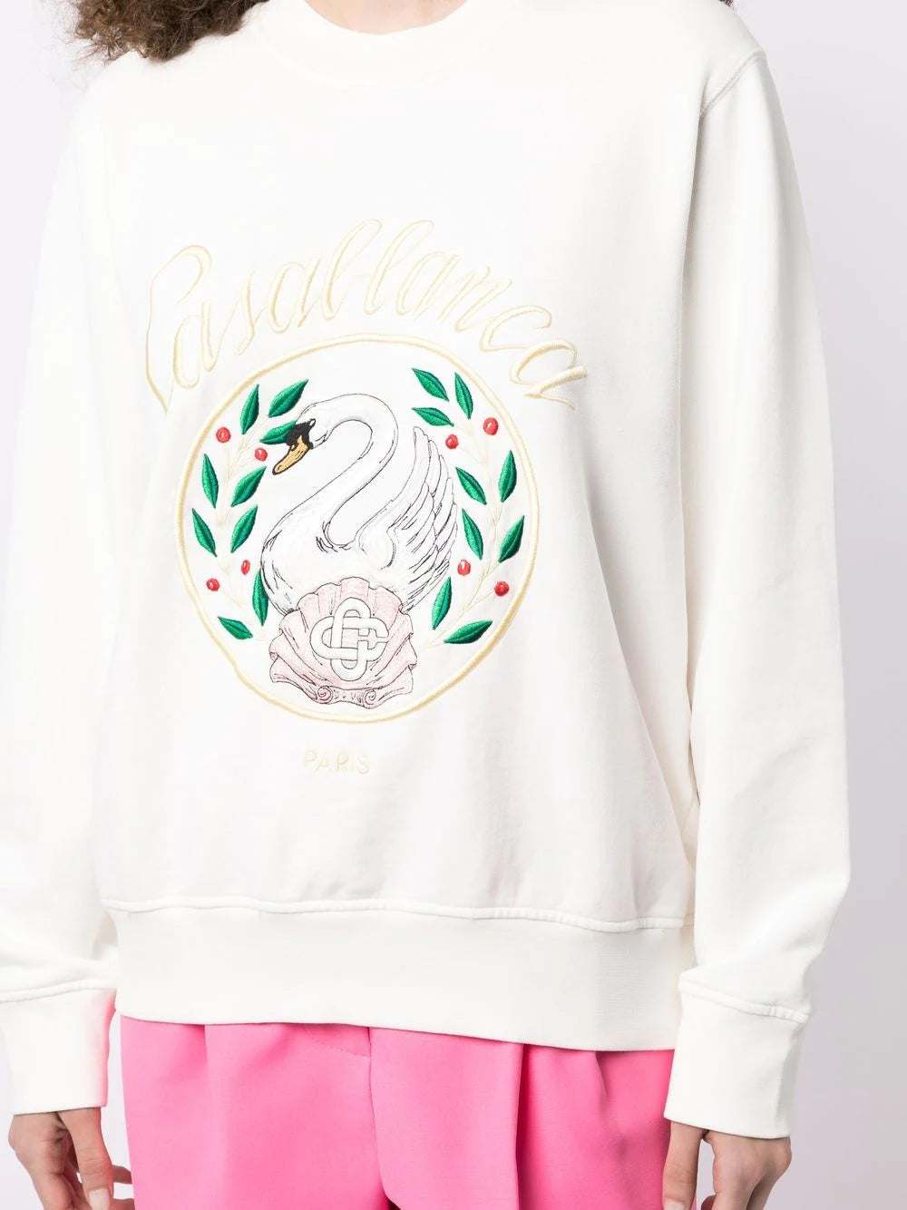 CASABLANCA WOMEN Emblem De Cygne Embroidered Sweatshirt - MAISONDEFASHION.COM