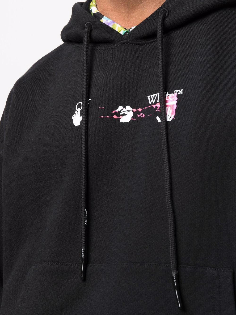 OFF-WHITE Acrylic Arrows Print Hoodie Black - MAISONDEFASHION.COM