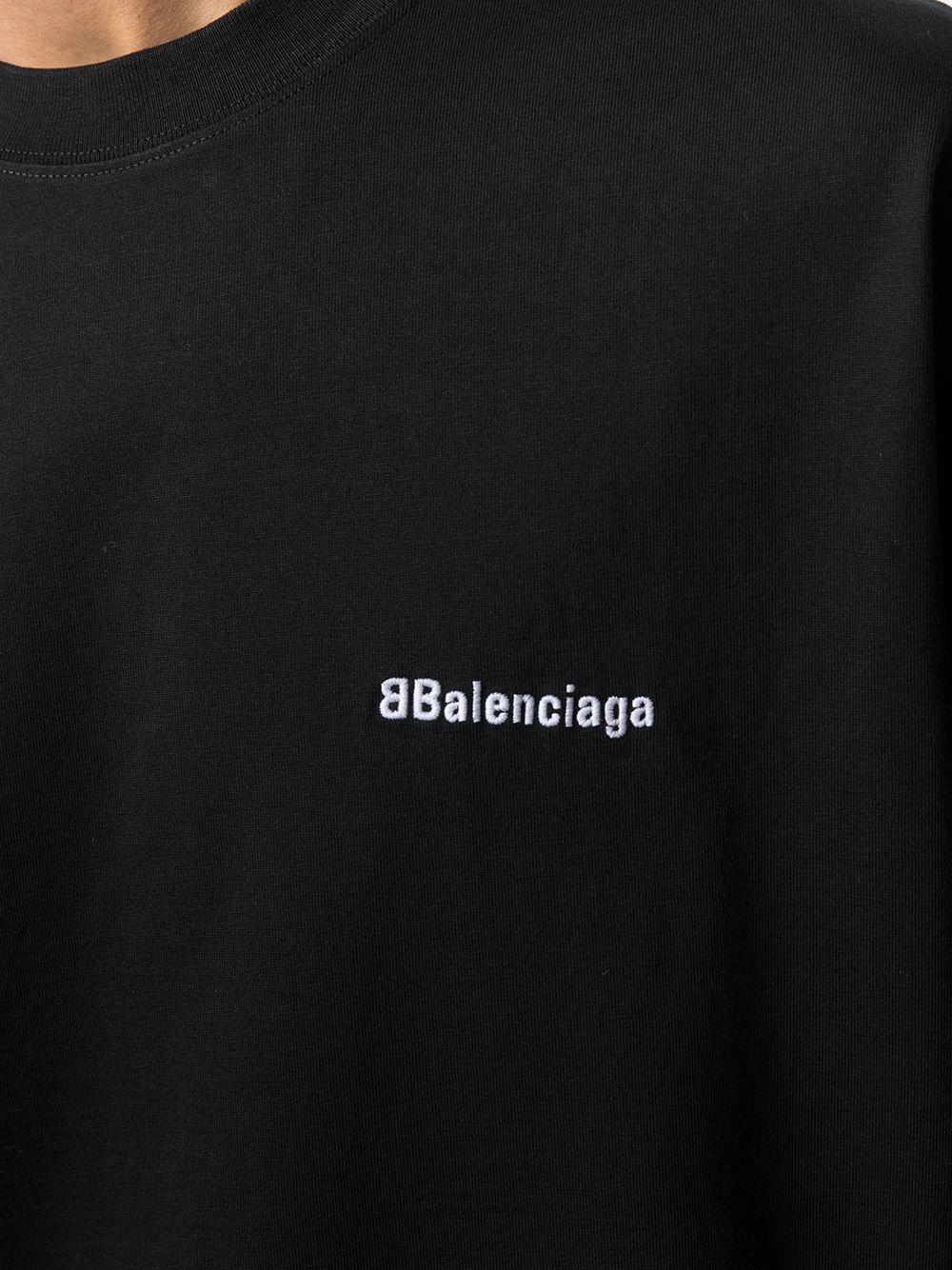 BALENCIAGA Logo Embroidered T-Shirt Black - MAISONDEFASHION.COM